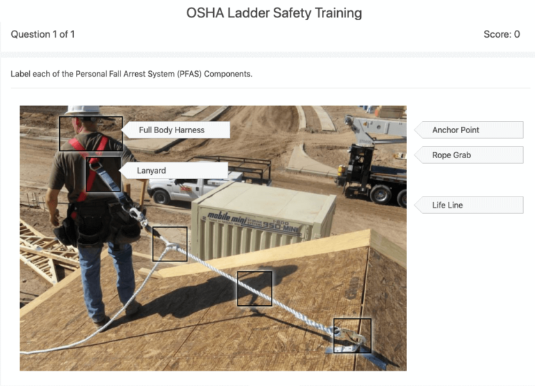 Mindflash LMS Quiz with Labeling. OSHA Training.