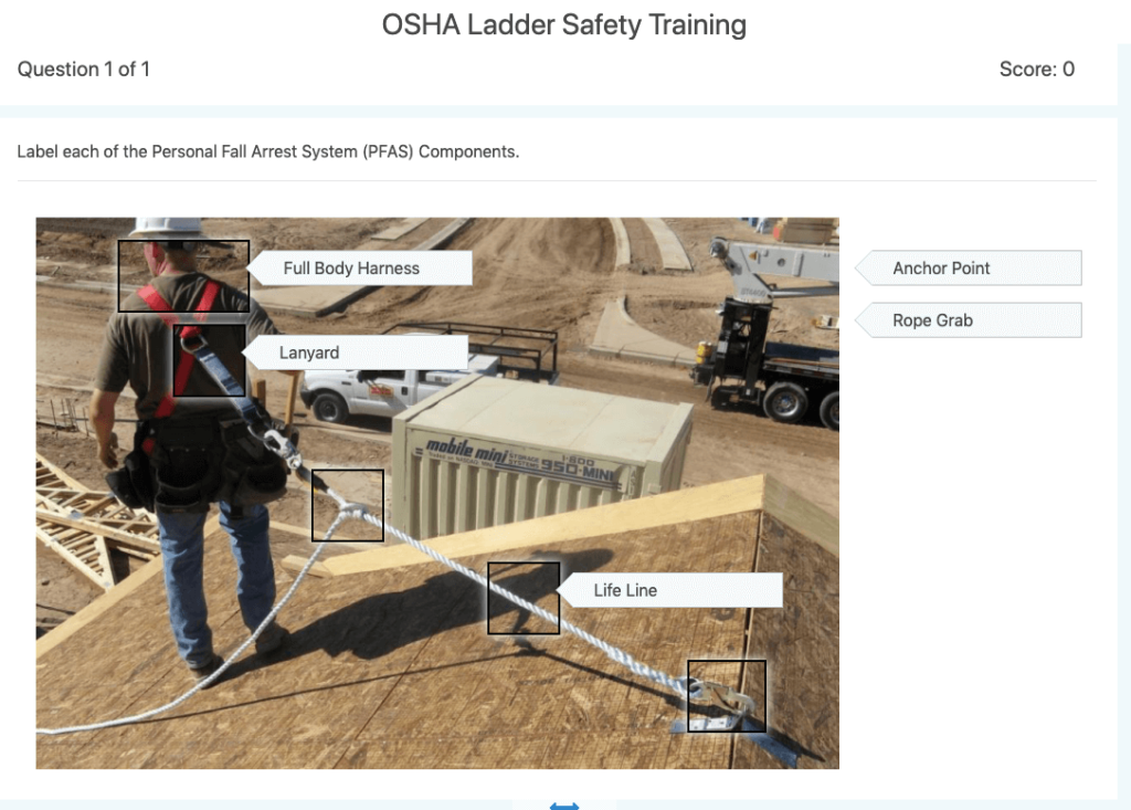 Mindflash LMS Quiz with Labeling. OSHA Training.